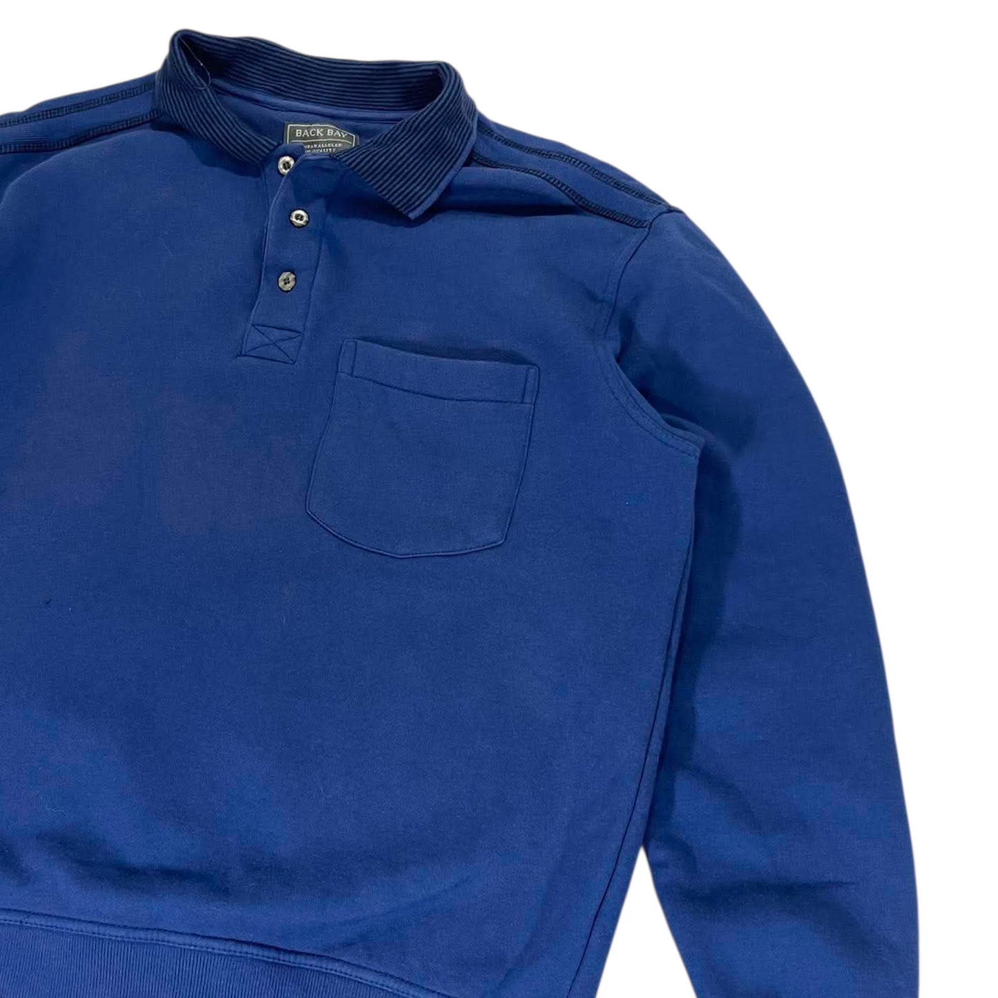 VINTAGE BACK BAY BLUE LONG SLEEVE POLO SHIRT (M)