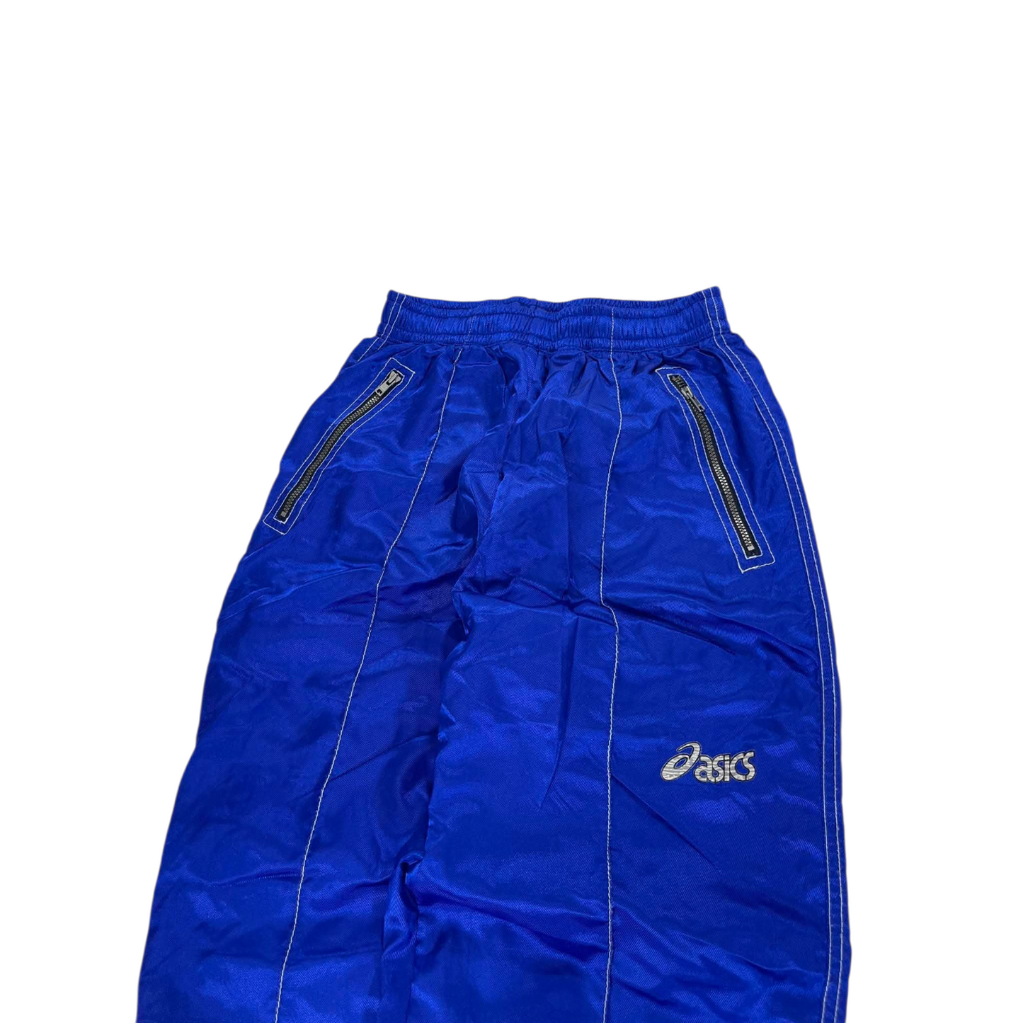 VINTAGE ASICS BLUE TRACK PANTS (S) ⁶