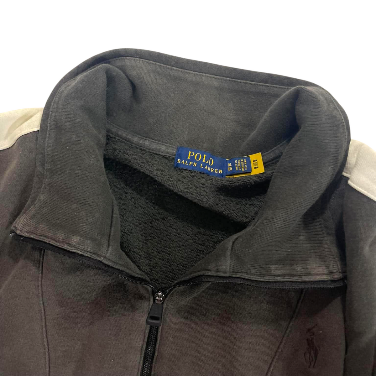TRASHED POLO RALPH LAUREN BLACK QUARTER ZIP (BEST FIT M)