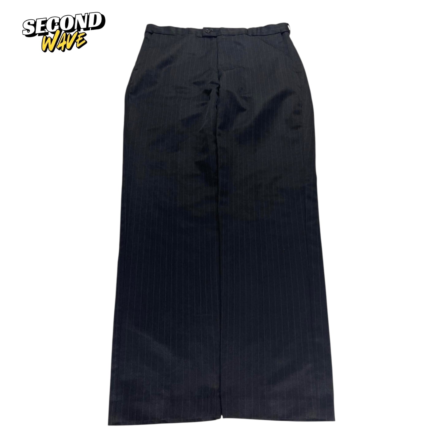 FARAH BLACK PINSTRIPE TROUSERS (36)