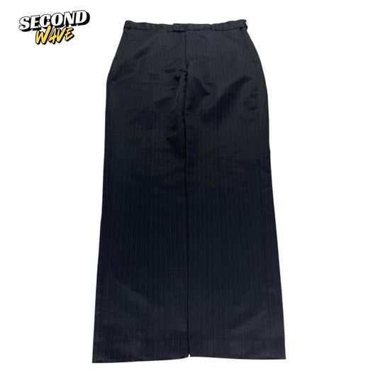 FARAH BLACK PINSTRIPE TROUSERS (36)