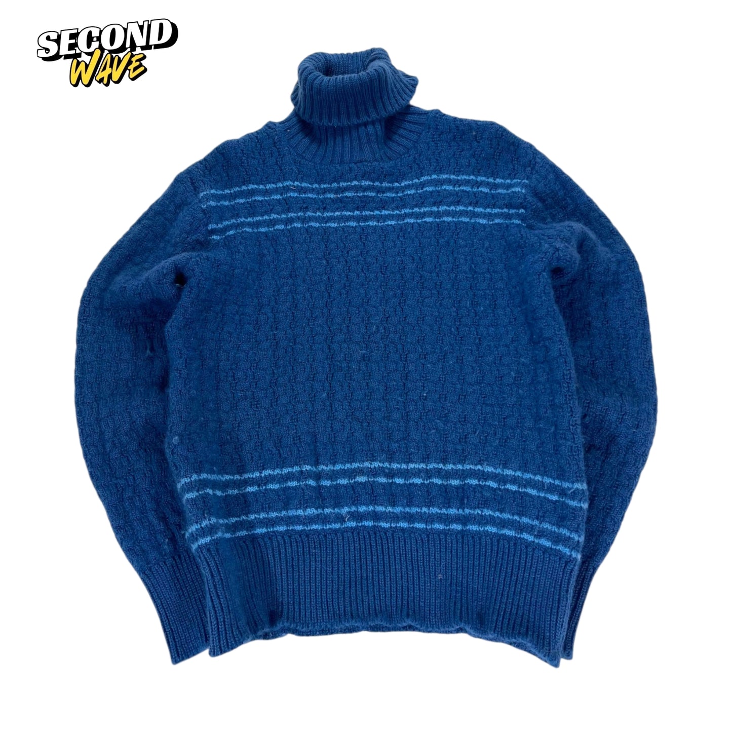 JOHN WEBSTER PURE WOOL BLUE STRIPED SWEATER (M)