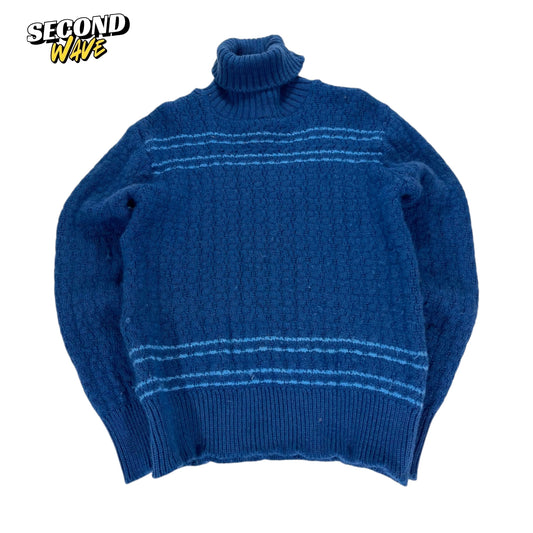 JOHN WEBSTER PURE WOOL BLUE STRIPED SWEATER (M)