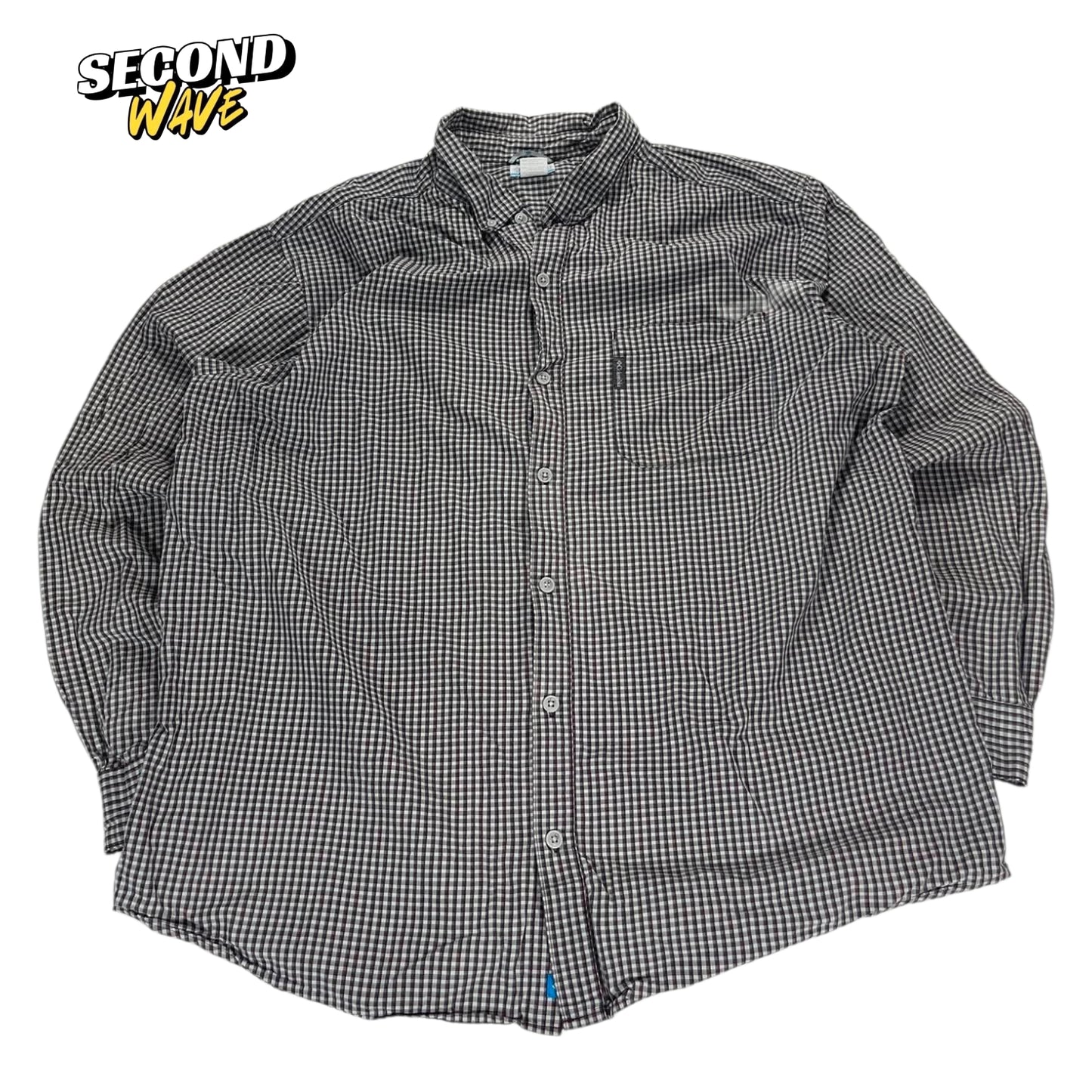 COLUMBIA BLACK & WHITE CHECKERED BUTTON UP SHIRT (XXL)