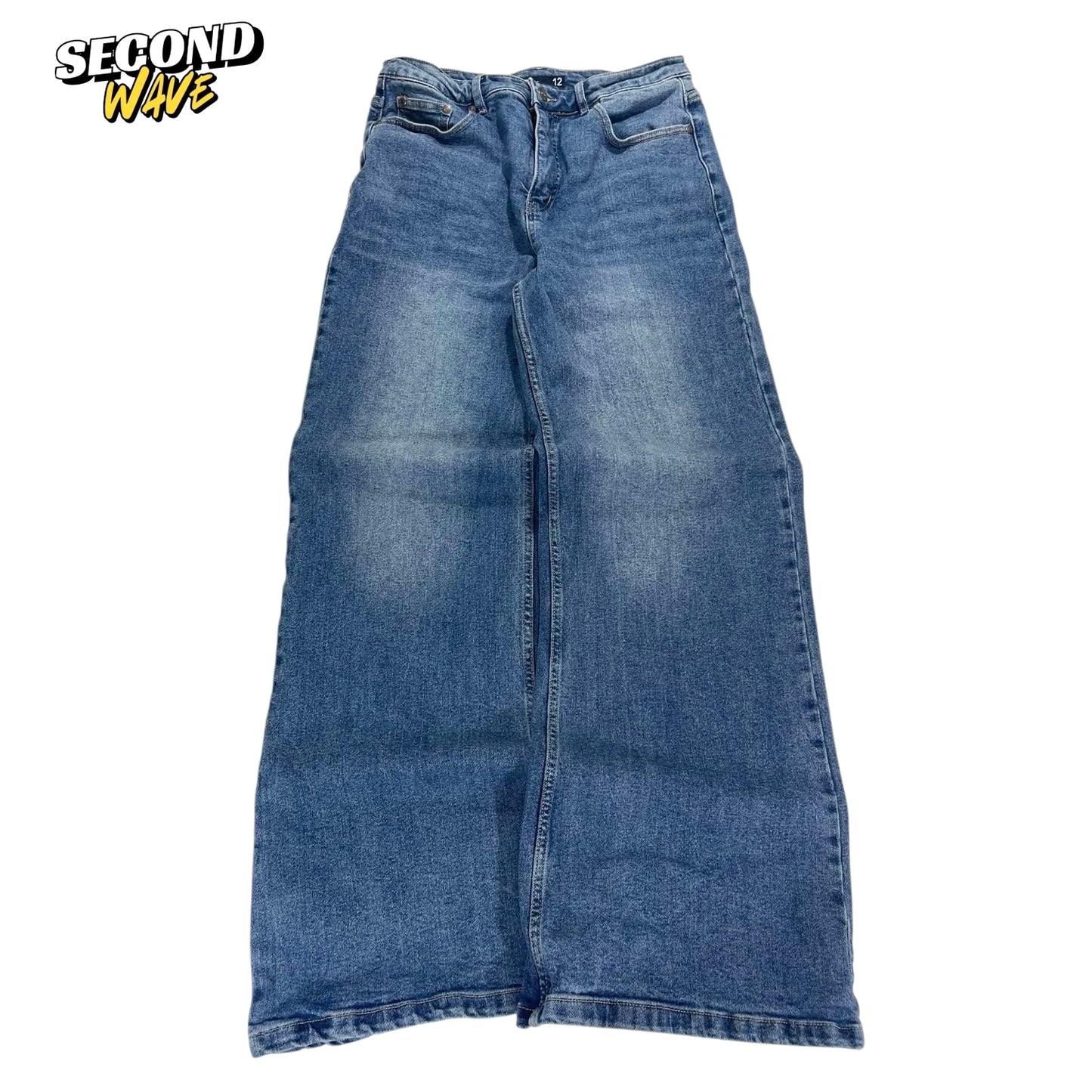 WOMENS BLUE WIDE LEG JEANS (12)