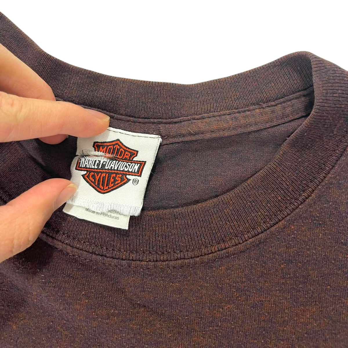 VINTAGE HILL BILLY HARLEY DAVIDSON BROWN SHIRT (XL)