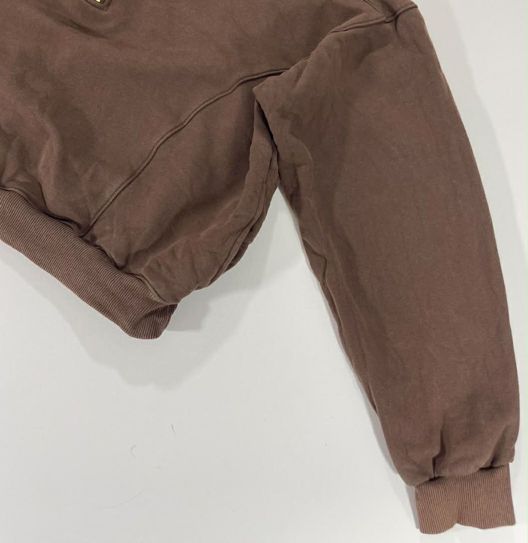ECHT BROWN QUARTER ZIP HOODIE WITH EMBROIDERED LOGO (M)