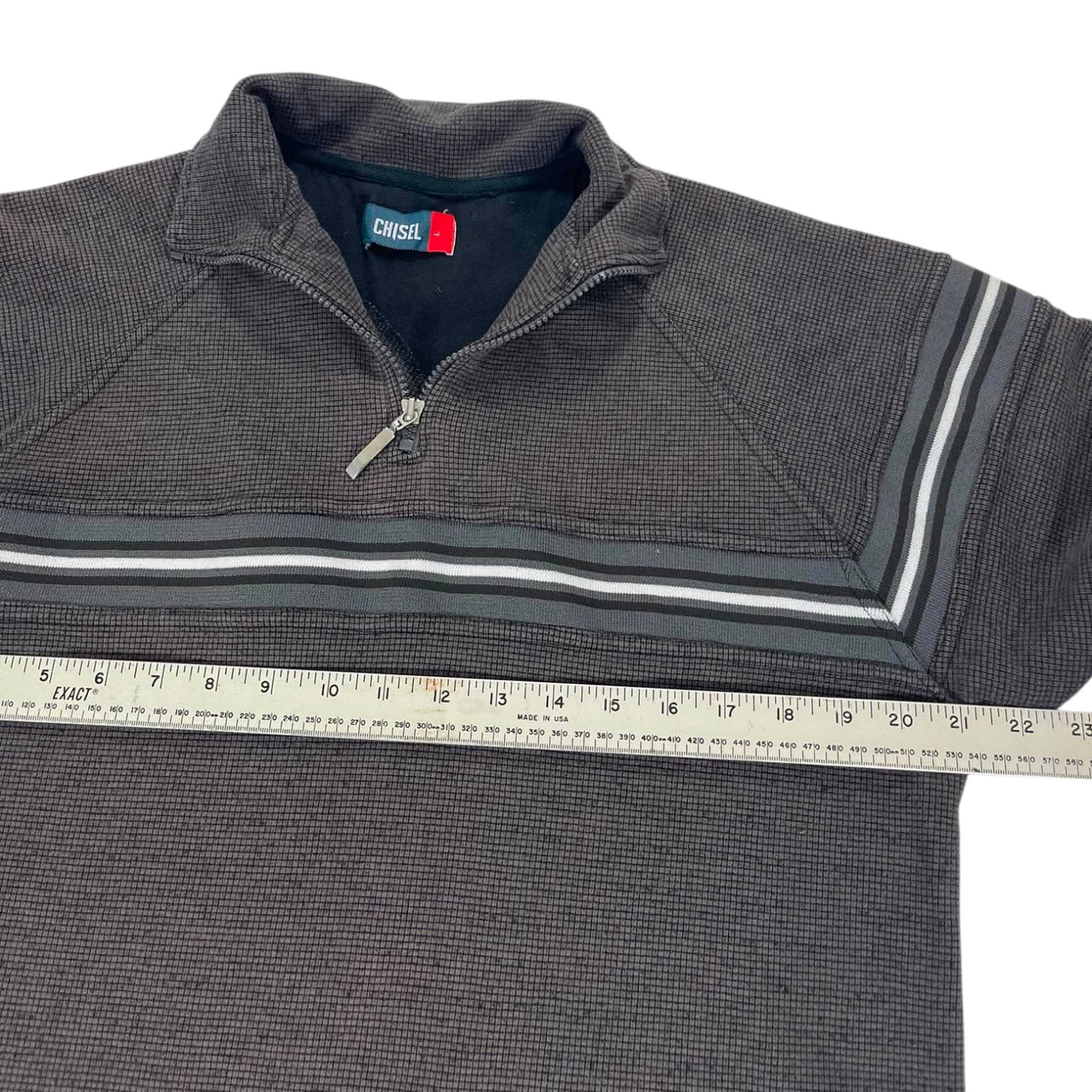 90s CHISEL GREY QUARTER ZIP SWEATSHIRT (L)