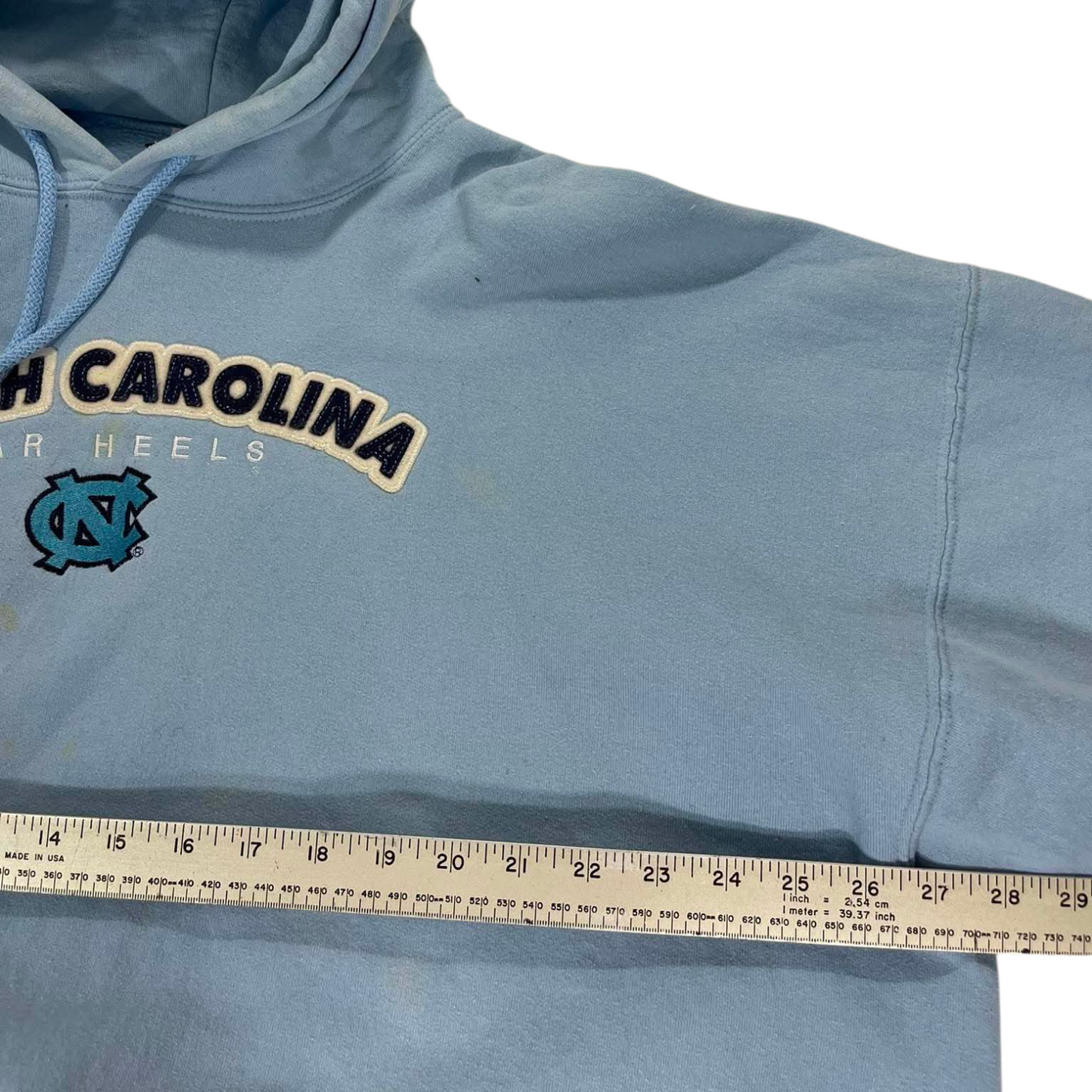 VINTAGE EMBROIDERED UNC TAR HEELS BLUE HOODIE (XXL)