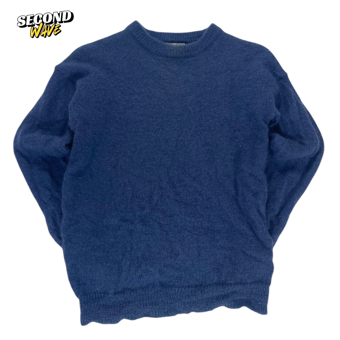 WEST COAST NAVY BLUE 100% WOOL SWEATER (M)