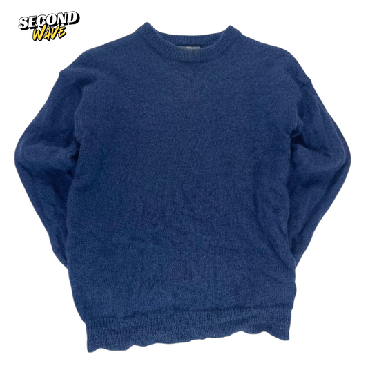 WEST COAST NAVY BLUE 100% WOOL SWEATER (M)