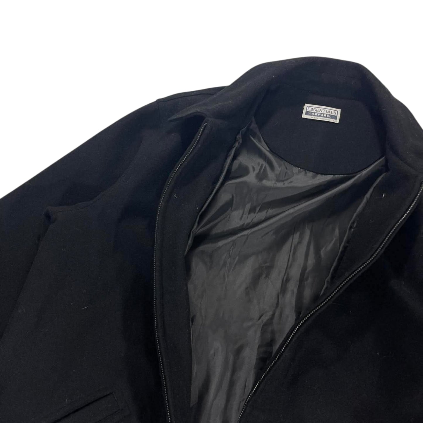 ESSENTIALS BLACK OVERSIZED ZIP UP JACKET (L)