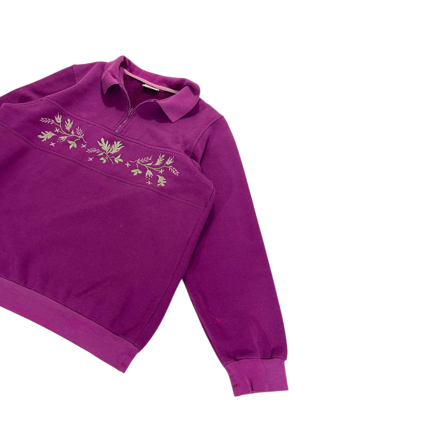 EMBROIDERED PICK BERRY PURPLE QUARTER ZIP (M)