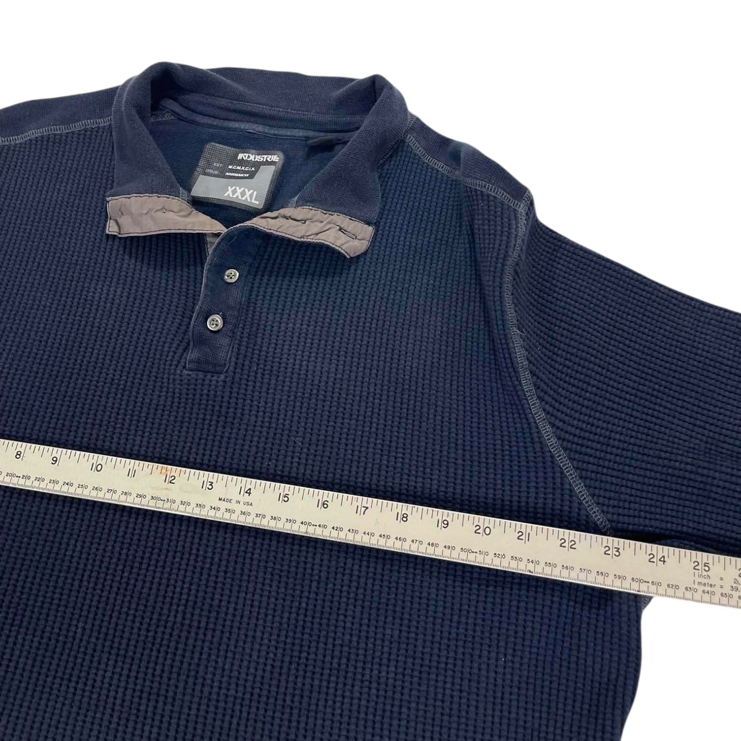 INDUSTRIE NAVY BLUE LONG SLEEVE POLO SHIRT WITH A RELAXED FIT (L)