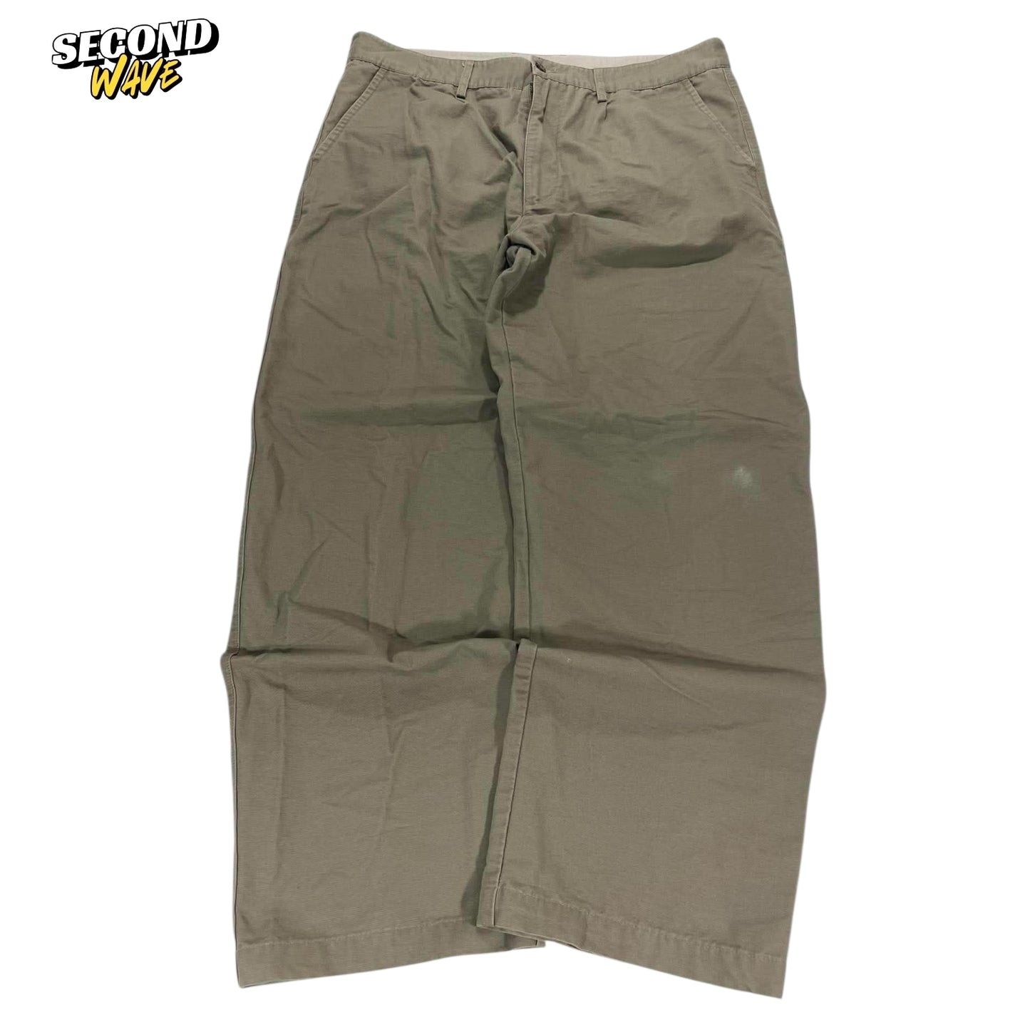 VINTAGE LOGAN KHAKI WIDE LEG CHINO PANTS (40)