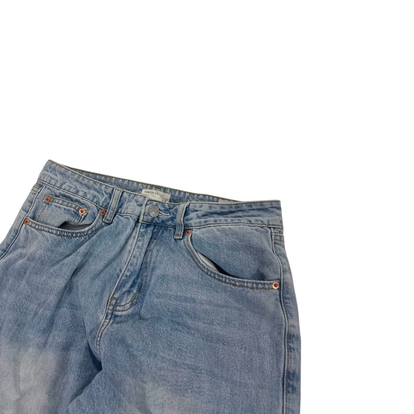 SUBTITLED LIGHT WASHED BLUE JEANS (28)