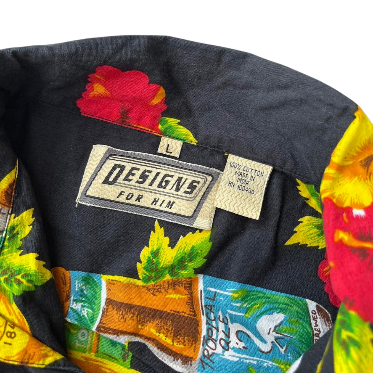 90S BEER ALOHA BUTTON UP SHIRT (L)