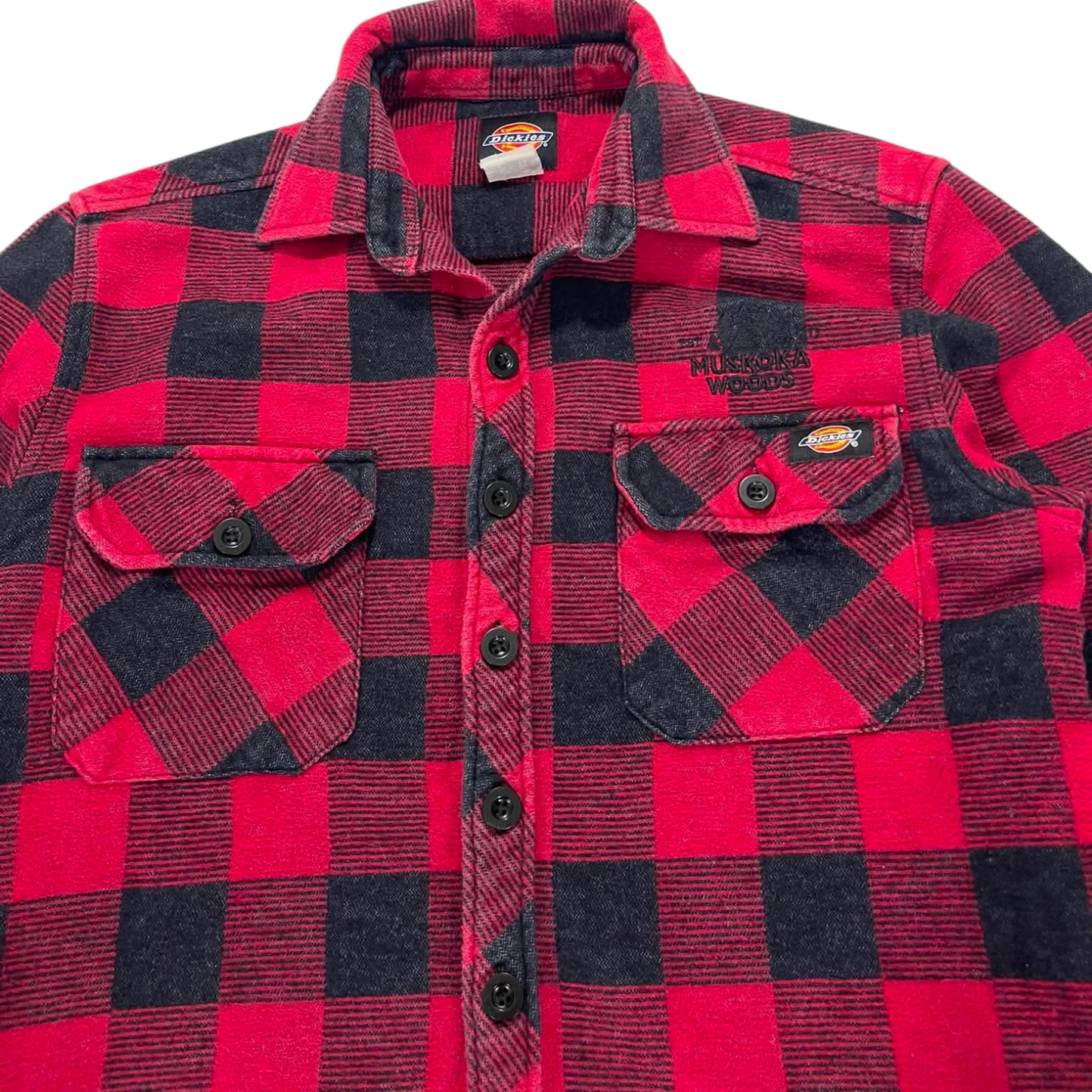 VINTAGE DICKIES RED & BLACK PLAID SHIRT (M-L)