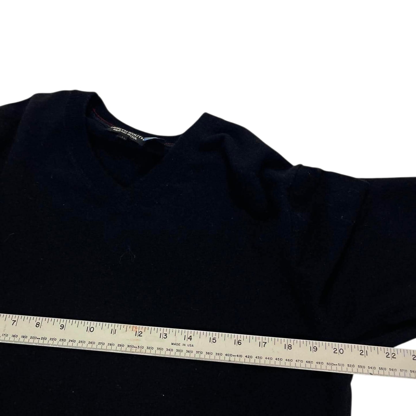 NORTH SOUTH 100% BLACK MERINO WOOL SWEATER (L)