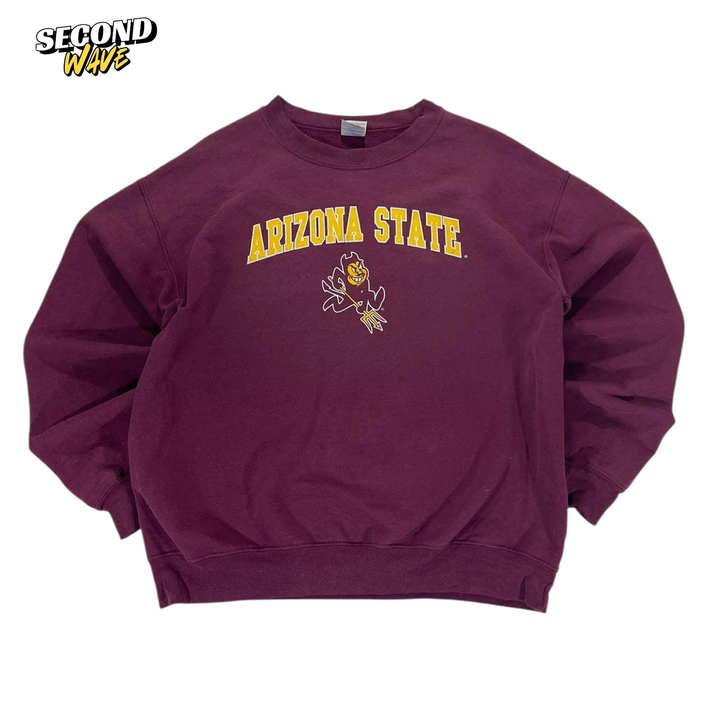 90s ARIZONA STATE UNIVERSITY BURGUNDY CREWNECK SWEATSHIRT (M)