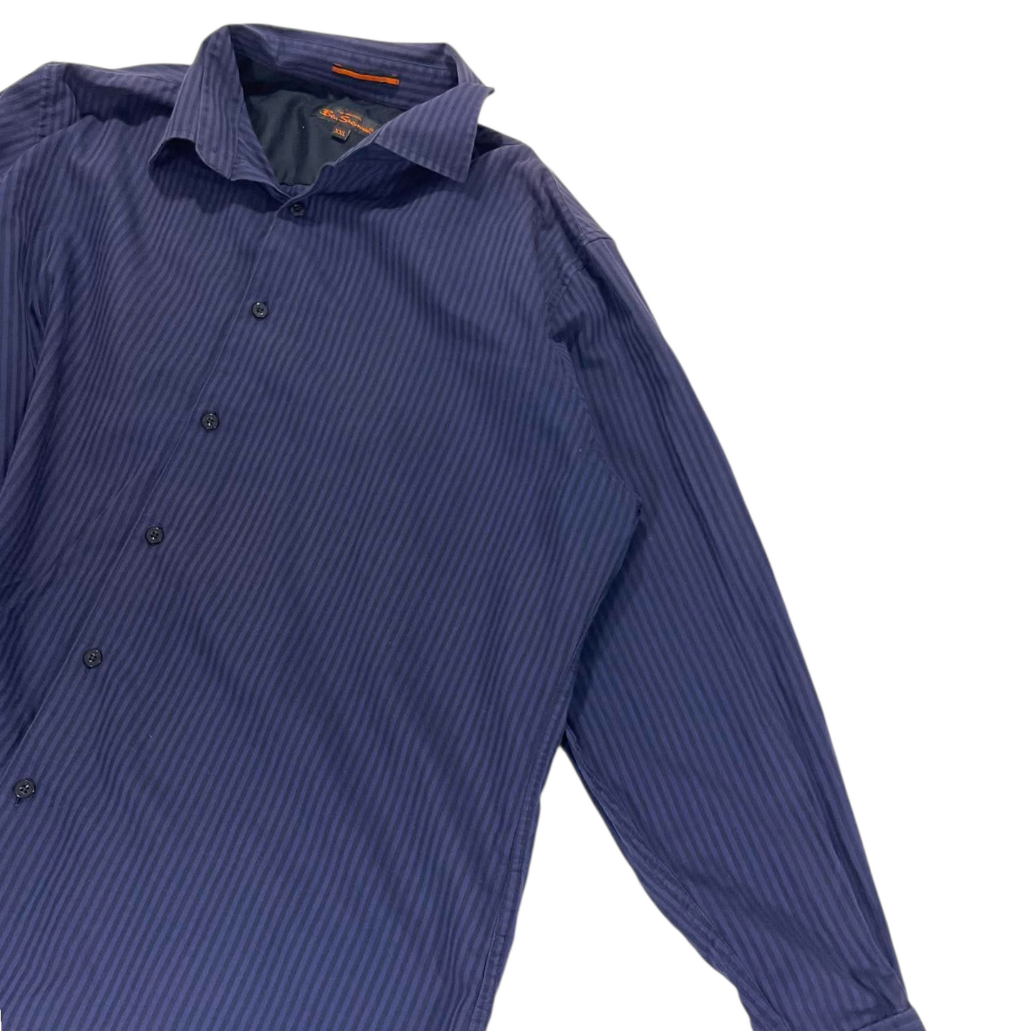 BEN SHERMAN NAVY BLUE STRIPED BUTTON UP SHIRT (XXL)
