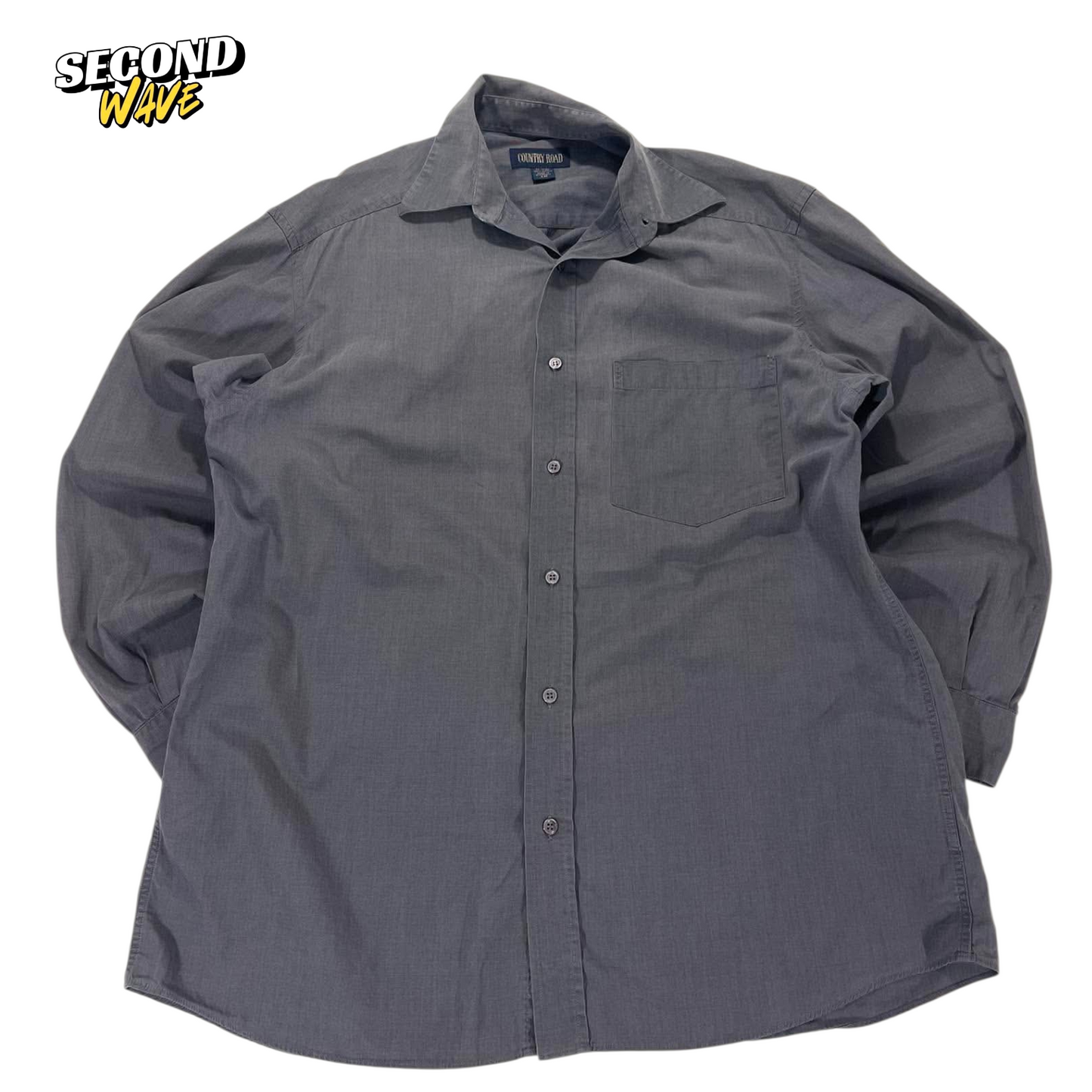 COUNTRY ROAD GREY BUTTON UP SHIRT (L)
