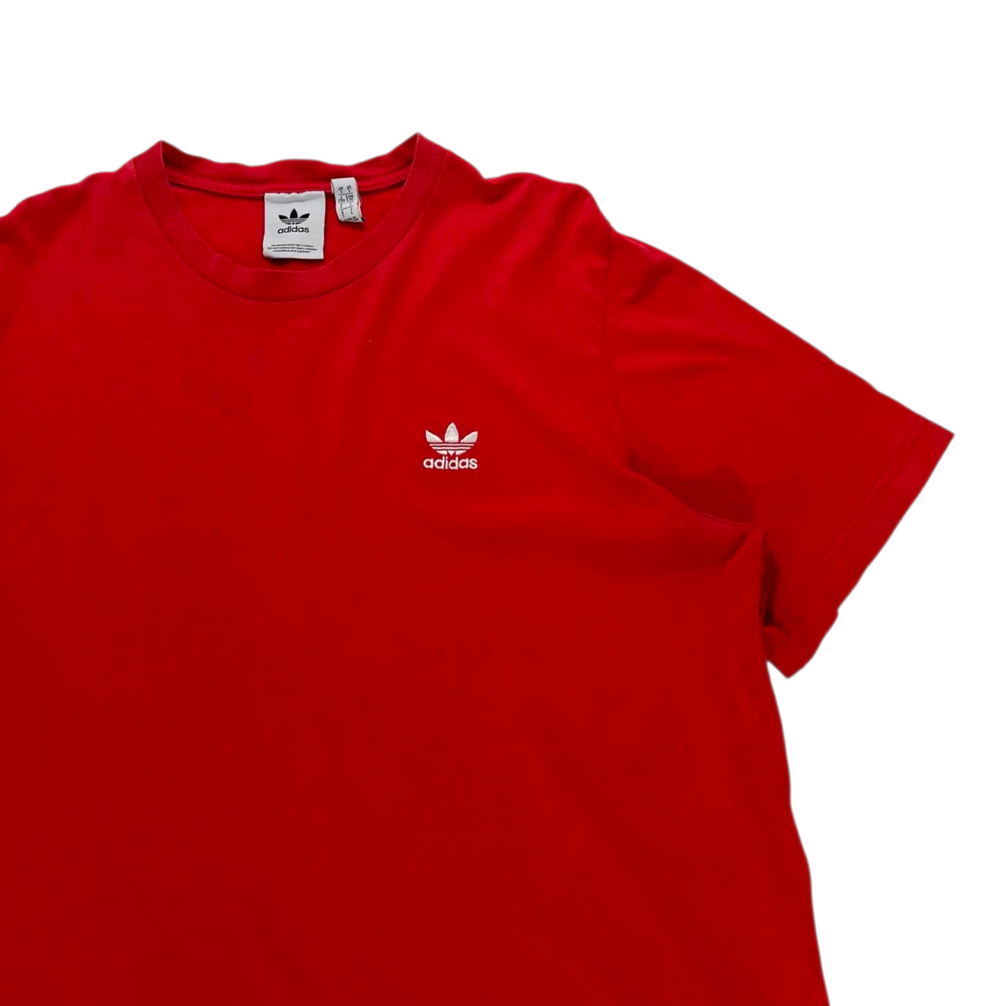 ADIDAS RED COTTON T-SHIRT WITH EMBROIDERED LOGO (L)