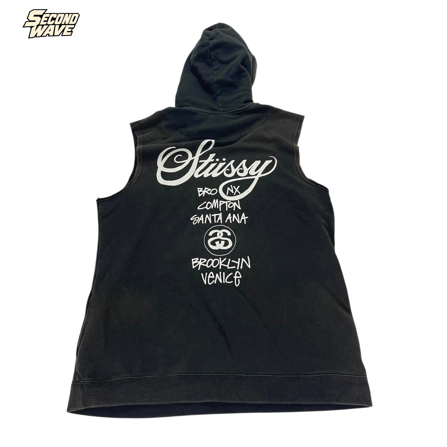 STÜSSY BLACK TANK TOP HOODIE (L)