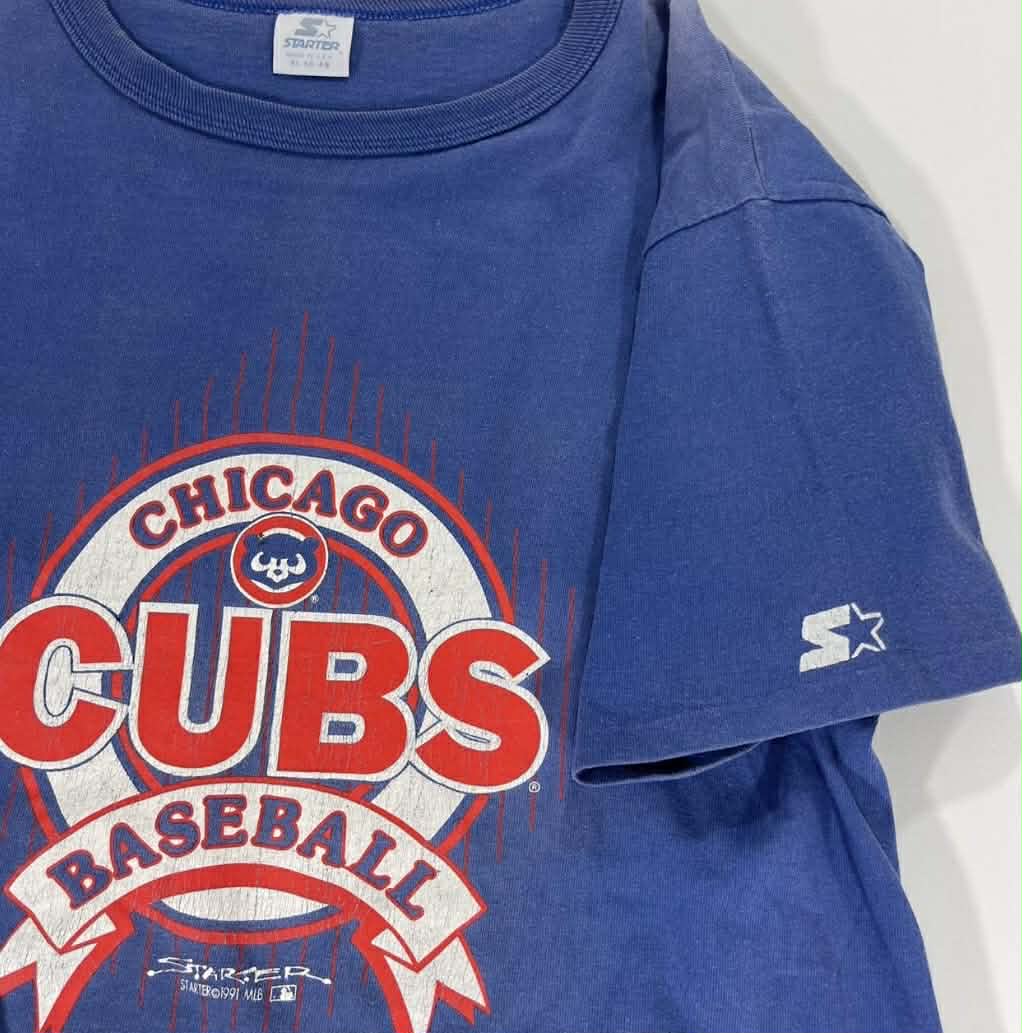 VINTAGE SINGLE STITCHED CHICAGO CUBS BLUE STARTER TEE (L-XL)