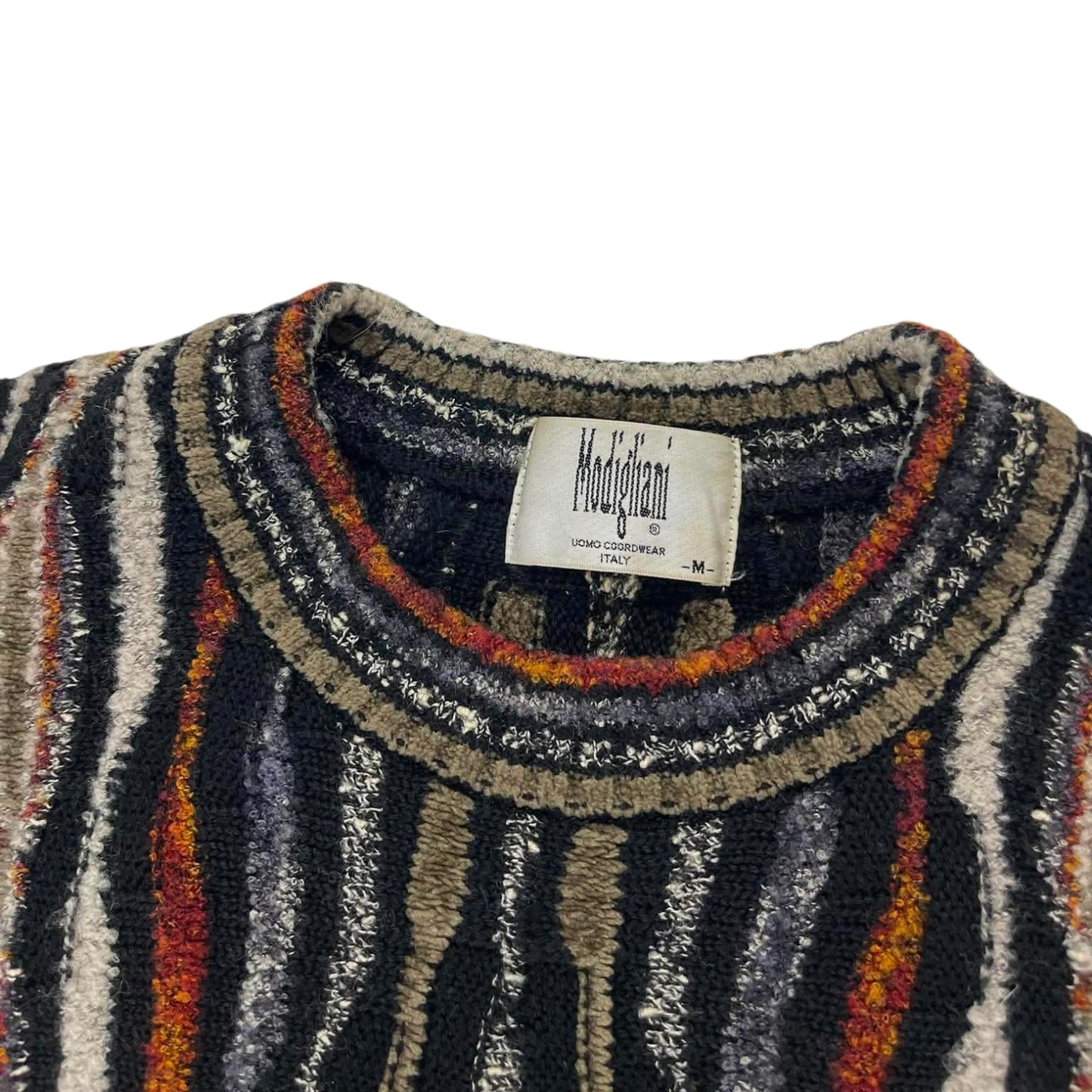 VINTAGE 90S MODIGLIANI MULTICOLOURED STRIPED SWEATER (M)