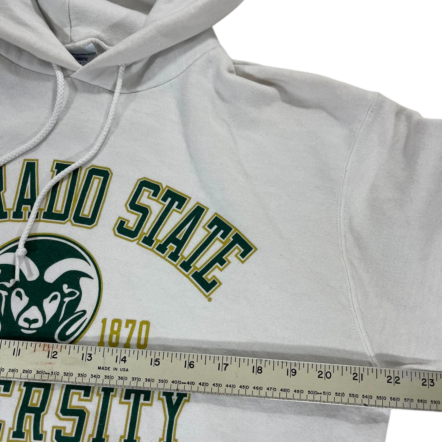 VINTAGE CHAMPION COLORADO STATE UNIVERSITY WHITE HOODIE (M)