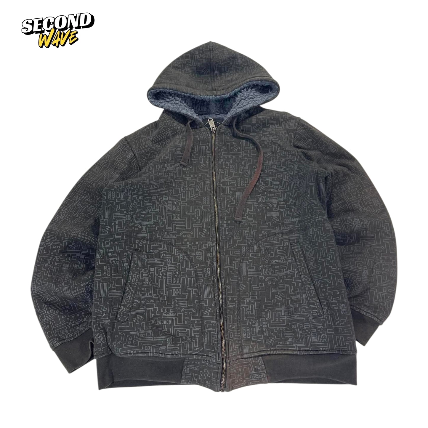 IFD AOP BLACK CIRCUIT BOARD ZIP UP HOODIE (M)