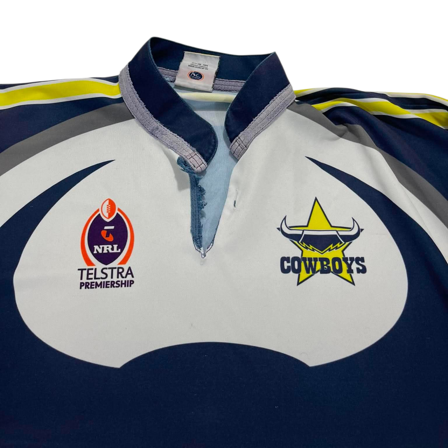 NRL COWBOYS BLUE & YELLOW POLO SHIRT (L-XL)
