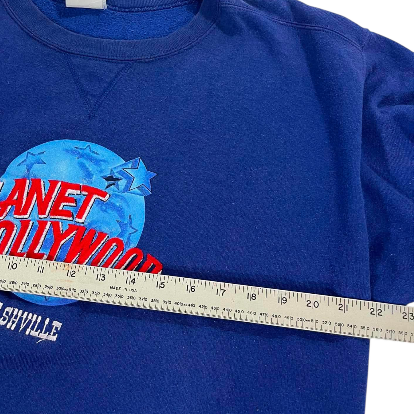 90S PLANET HOLLYWOOD EMBROIDERED NASHVILLE BLUE SWEATSHIRT (L)