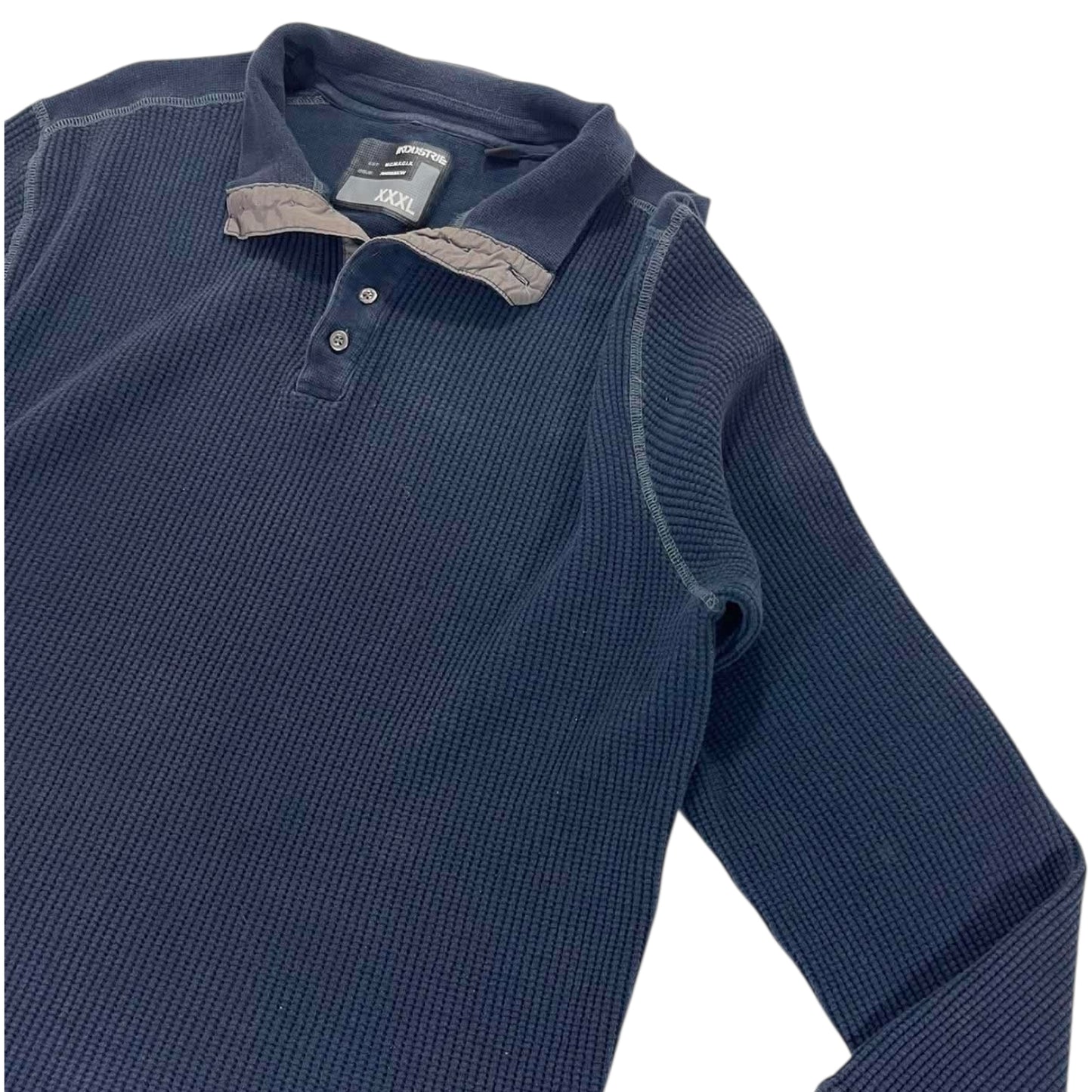 INDUSTRIE NAVY BLUE LONG SLEEVE POLO SHIRT WITH A RELAXED FIT (L)