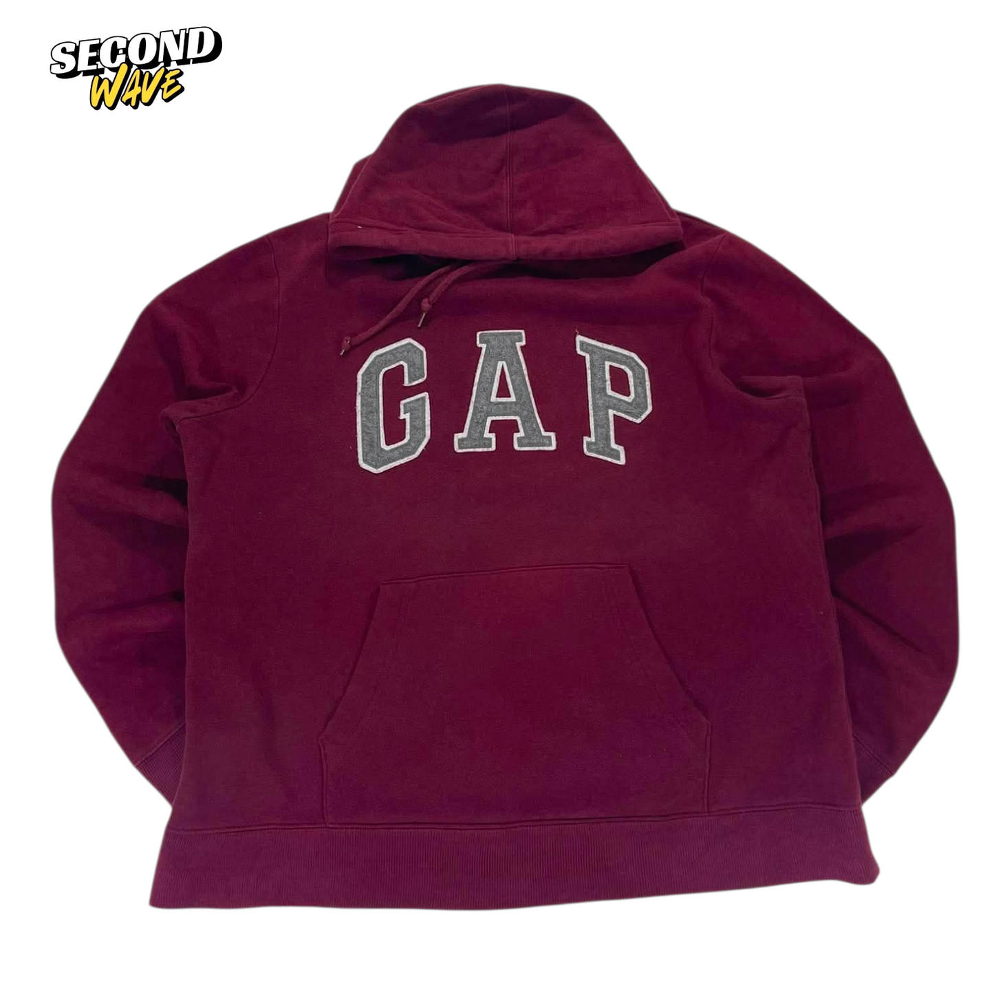 VINTAGE EMBROIDERED GAP BURGUNDY HOODIE (L)
