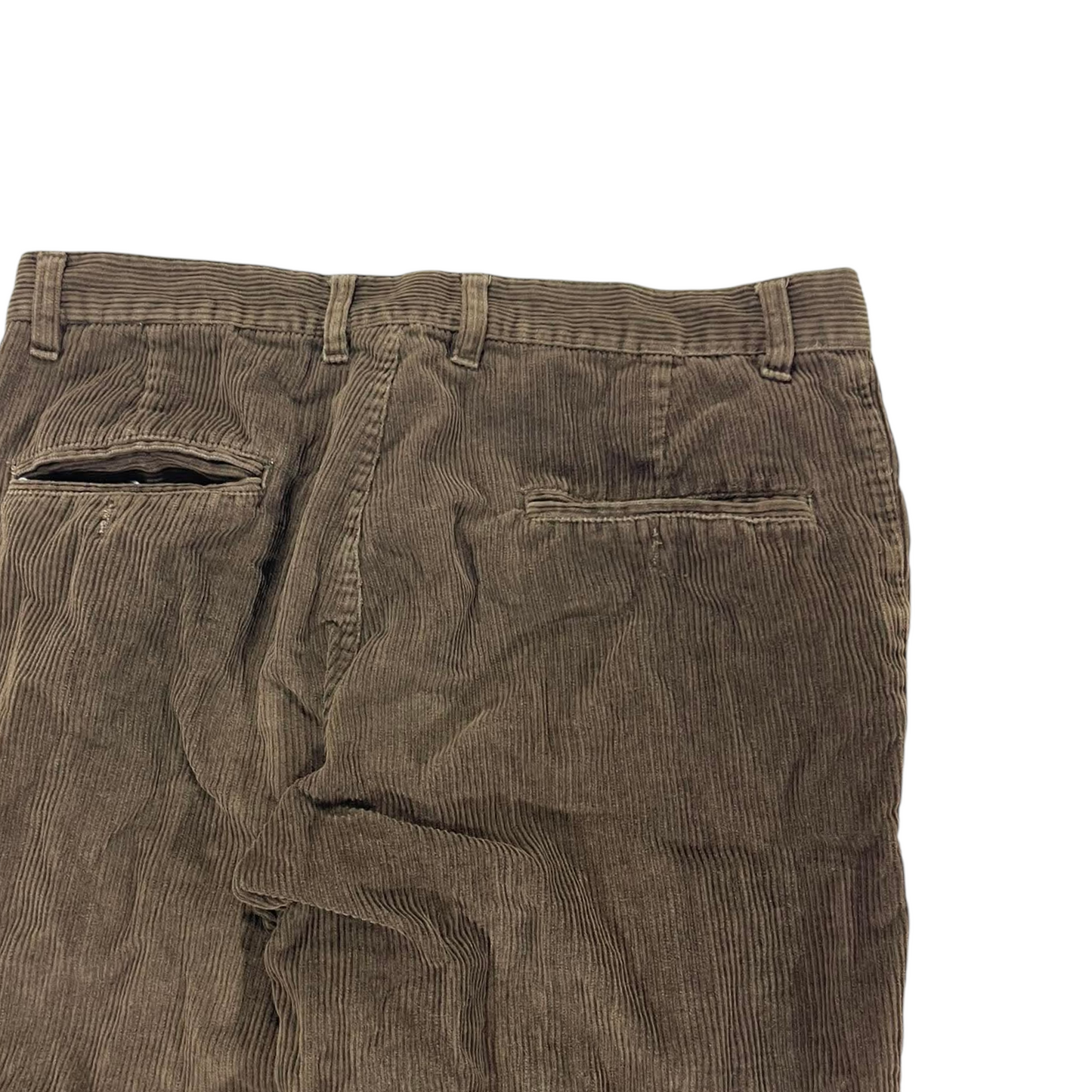 VINTAGE CHISEL BROWN CORDUROY TROUSERS WITH A RELAXED FIT (34)