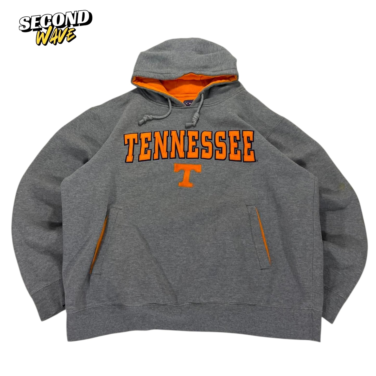 VINTAGE CHAMPS SPORT GREY EMBROIDERED TENNESSEE VOLUNTEERS HOODIE (L)