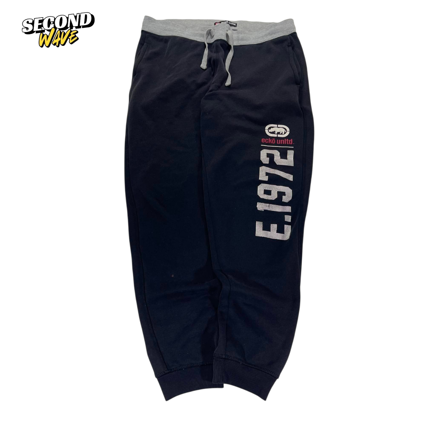 Y2K ECKO UNLTD SWEATPANTS WITH GREY WAISTBAND AND DRAWSTRING (L)