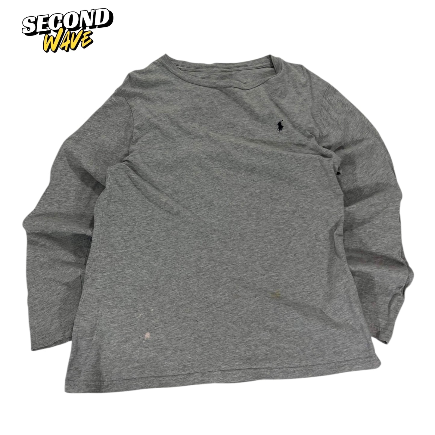 GRAY NO TAG POLO RALPH LAUREN LONG SLEEVE (S)