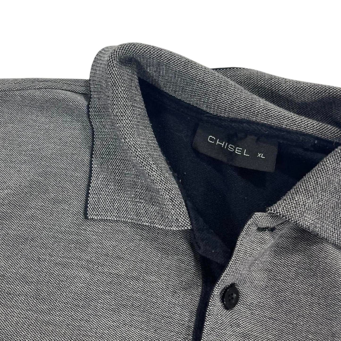 VINTAGE CHISEL GREY LONG SLEEVE POLO (L)
