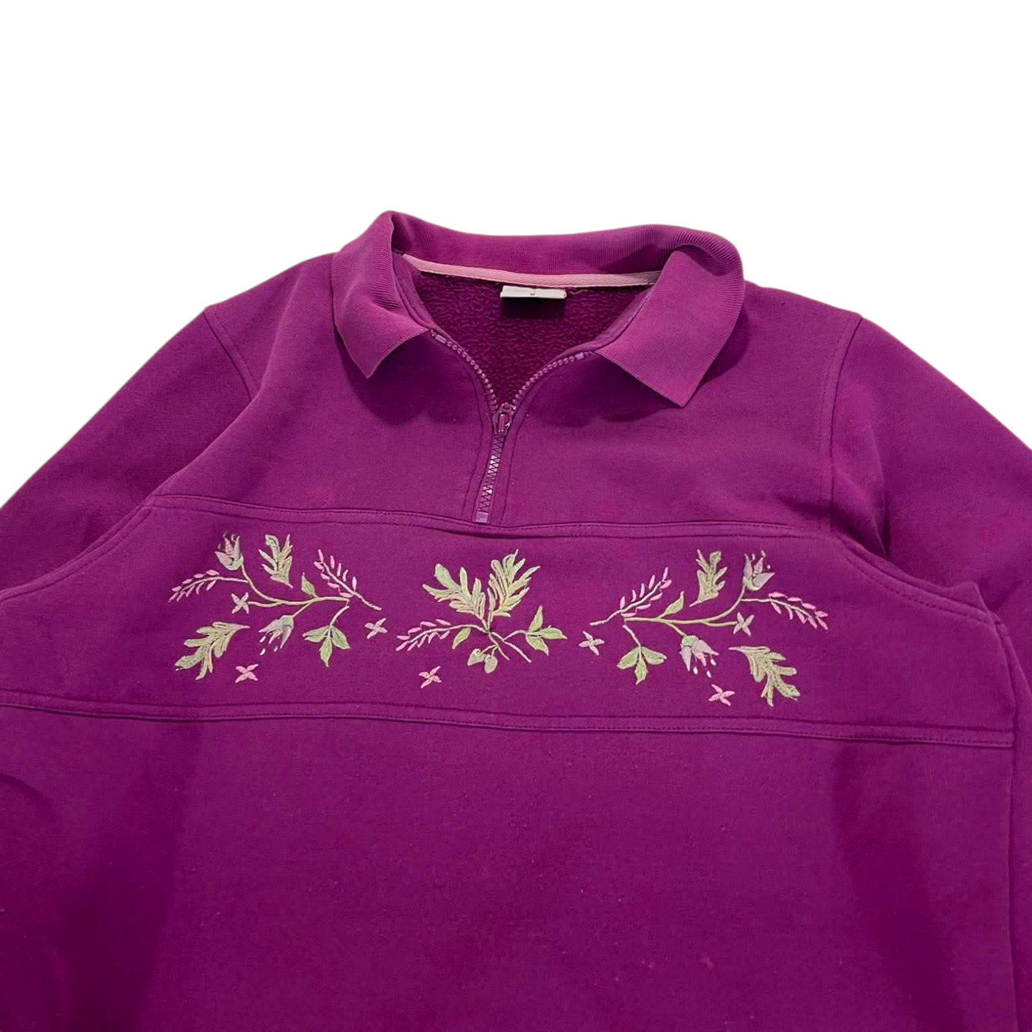EMBROIDERED PICK BERRY PURPLE QUARTER ZIP (M)