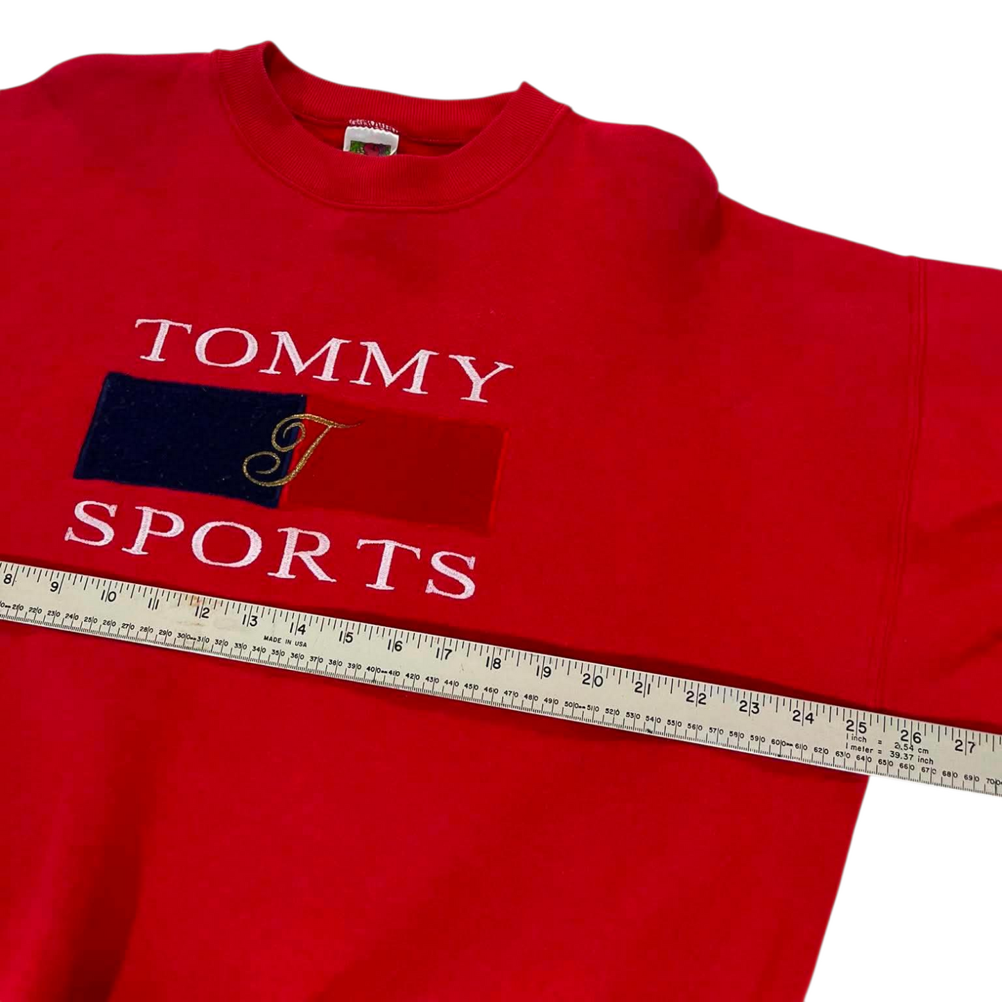 VINTAGE EMBROIDERED BL TOMMY HILFIGER RED CREWNECK SWEATSHIRT (M)