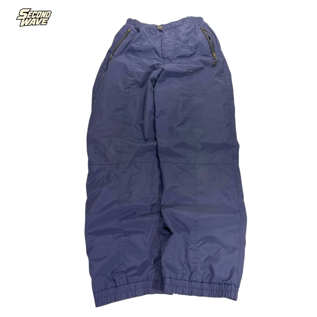 Y2K NAVY BLUE BAGGY TRACK PANTS (S)