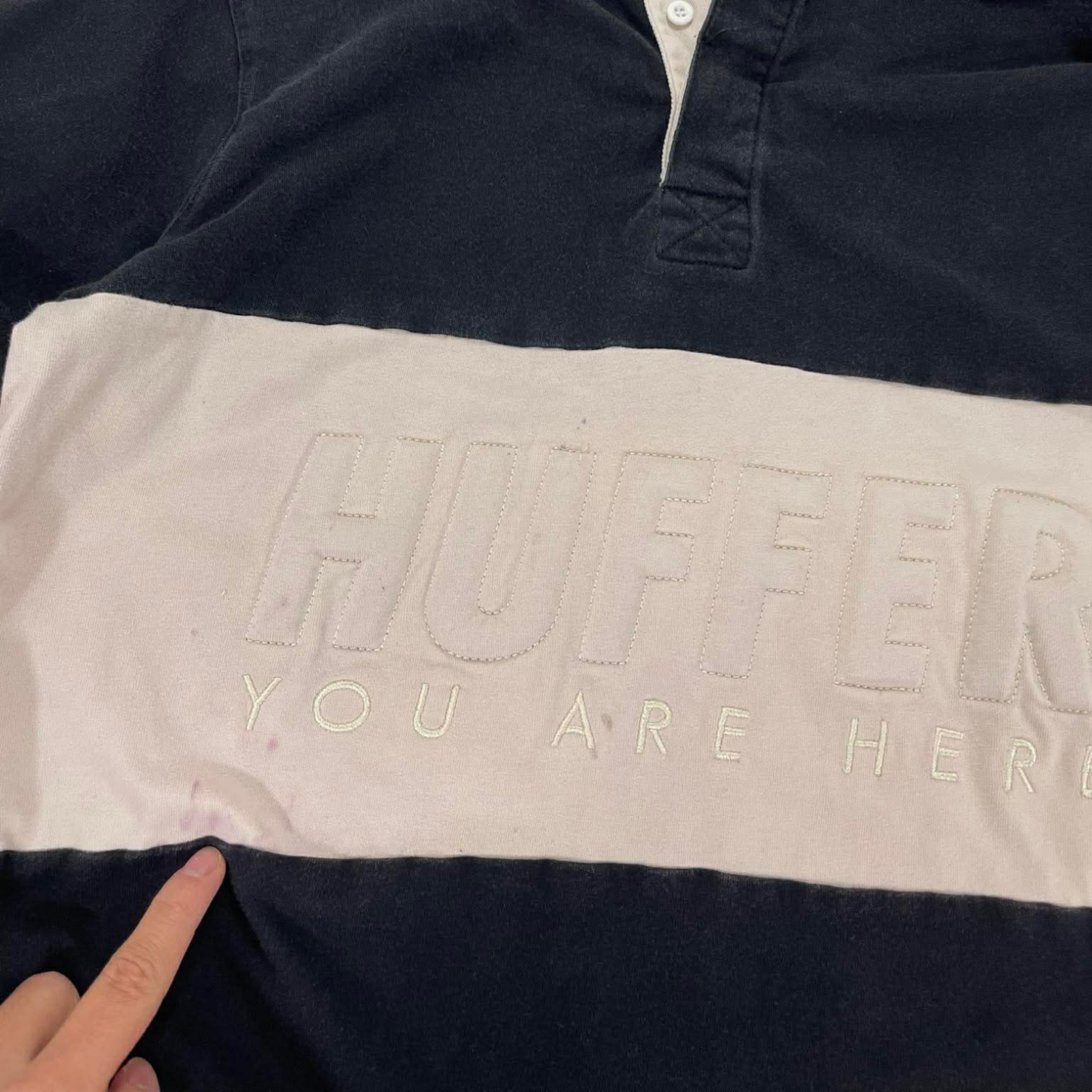 HUFFER RUGBY LONG SLEEVE POLO SHIRT (S-M)