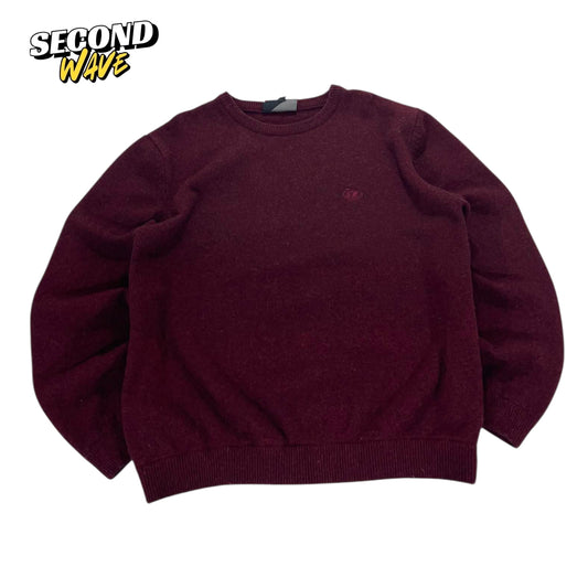 VINTAGE 90S 100% LAMB WOOL BURGUNDY CREWNECK (M)