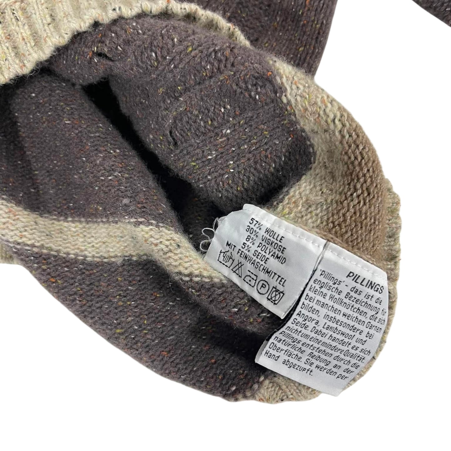 90S BROWN & TAN PLAID KNIT SWEATER (M)