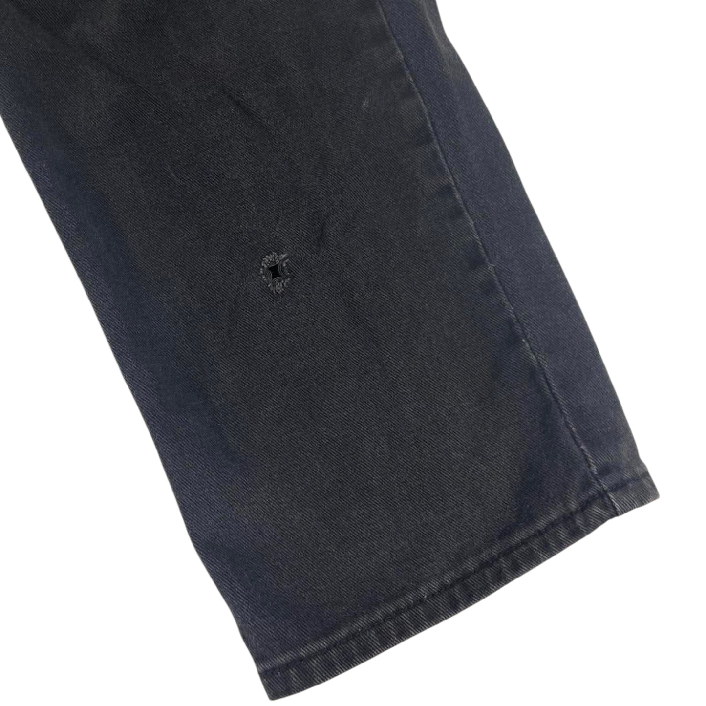 FADED BLUE DENIM BLACK WIDELEG JEANS (40)