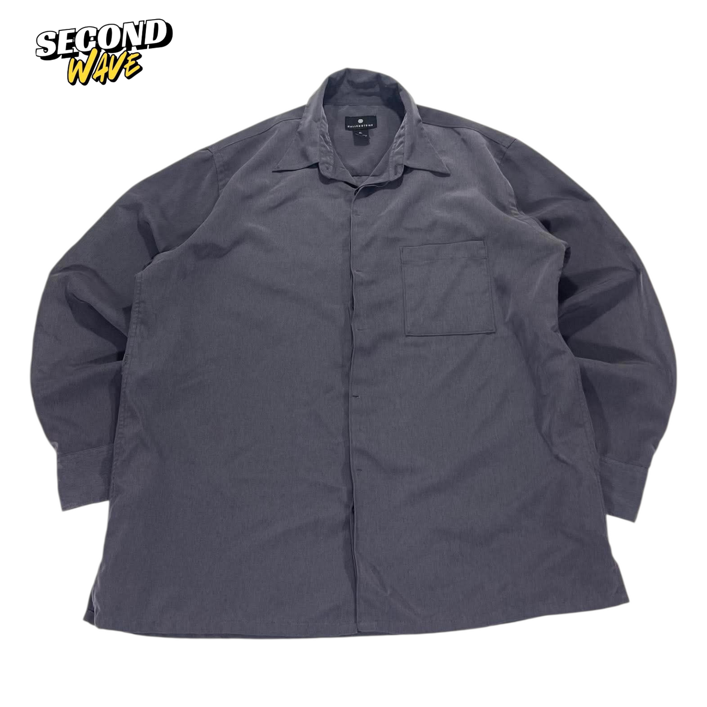 VINTAGE HALLENSTEINS GREY BUTTON UP SHIRT (XL)