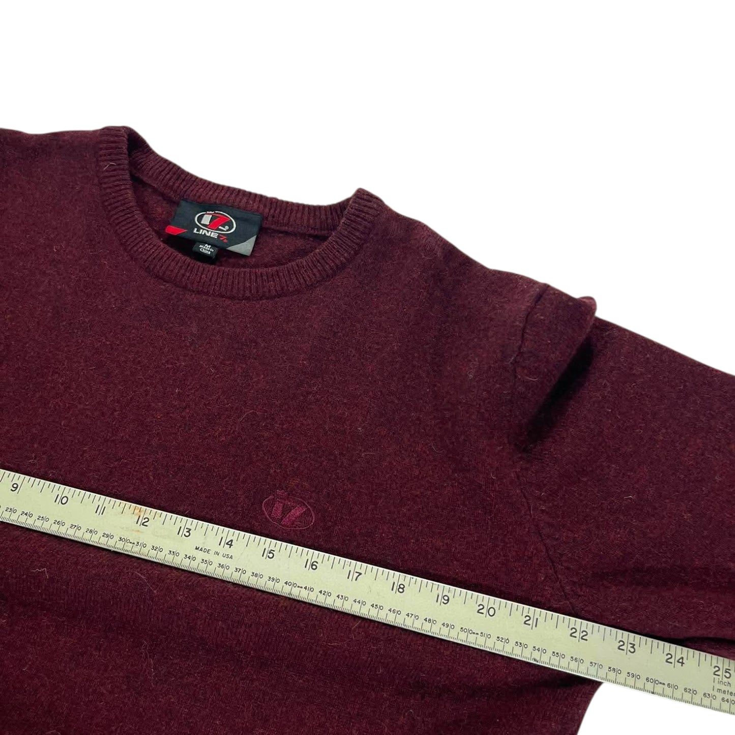 VINTAGE 90S 100% LAMB WOOL BURGUNDY CREWNECK (M)
